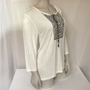 DEMOCRACY Jeans Women’s 3/4 Sleeve Tunic Size X-Large Chest Pattern Print NWT